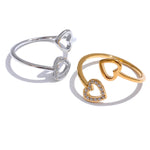 Anel Dourado, Anel de Luxo, Anel ouro, Anel com pedra, Anel regulável, Anel Luxuoso, Anel Coração