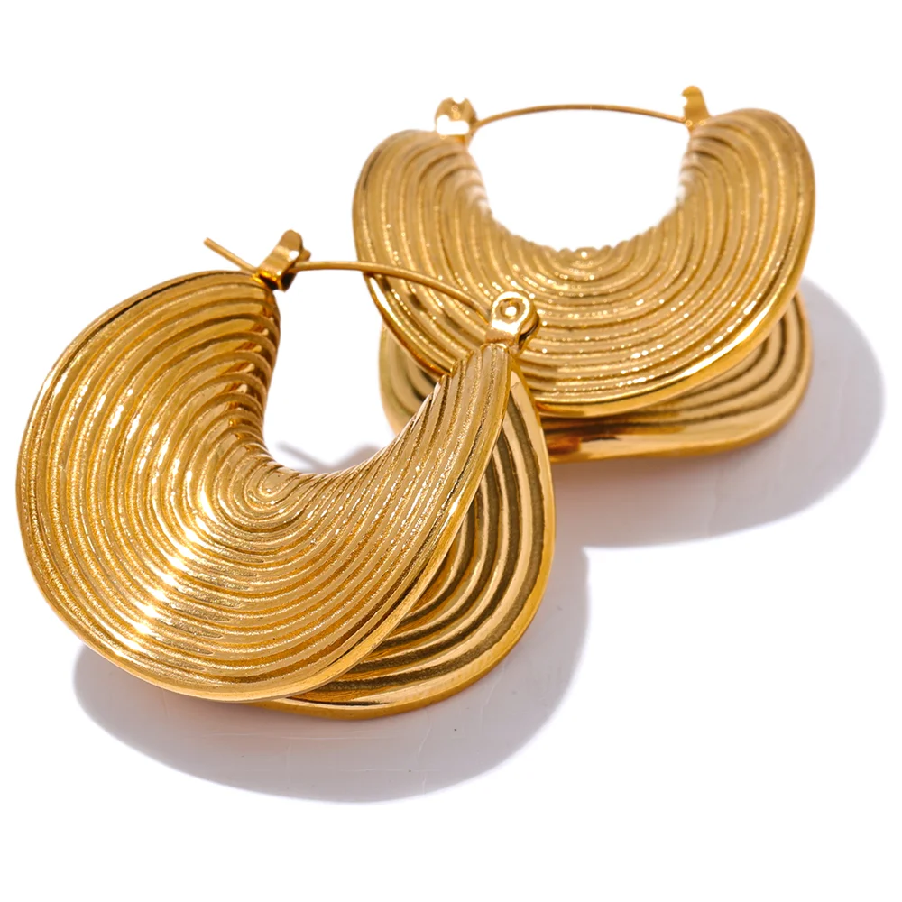 Yhpup elegante exclusivo de aço inoxidável geométrico declaração brincos à prova dwaterproof água criativo metal cor ouro temperamento jóias femininas