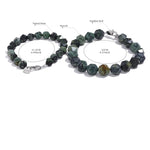 Yhpup-Natural Malaquita Pedra Contas Pulseira para Homens e Mulheres, Pulseira de Aço Inoxidável, Unisex Saúde Jóias, Cadeia Artesanal, 8 #, 10 #