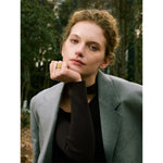 Yhpup 18k pvd banhado a zircônia incrustada em camadas anel largo redondo 316l aço inoxidável popular 2025 acessórios de joias presente