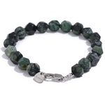 Yhpup-Natural Malaquita Pedra Contas Pulseira para Homens e Mulheres, Pulseira de Aço Inoxidável, Unisex Saúde Jóias, Cadeia Artesanal, 8 #, 10 #