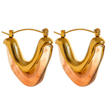 Yhpup moda ácido acético acrílico aço inoxidável v forma triângulo hoop brincos para mulheres temperamento charme jóias presente