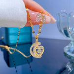 Colar Coração Lua Cravejado com Zircônias - Lafemininy