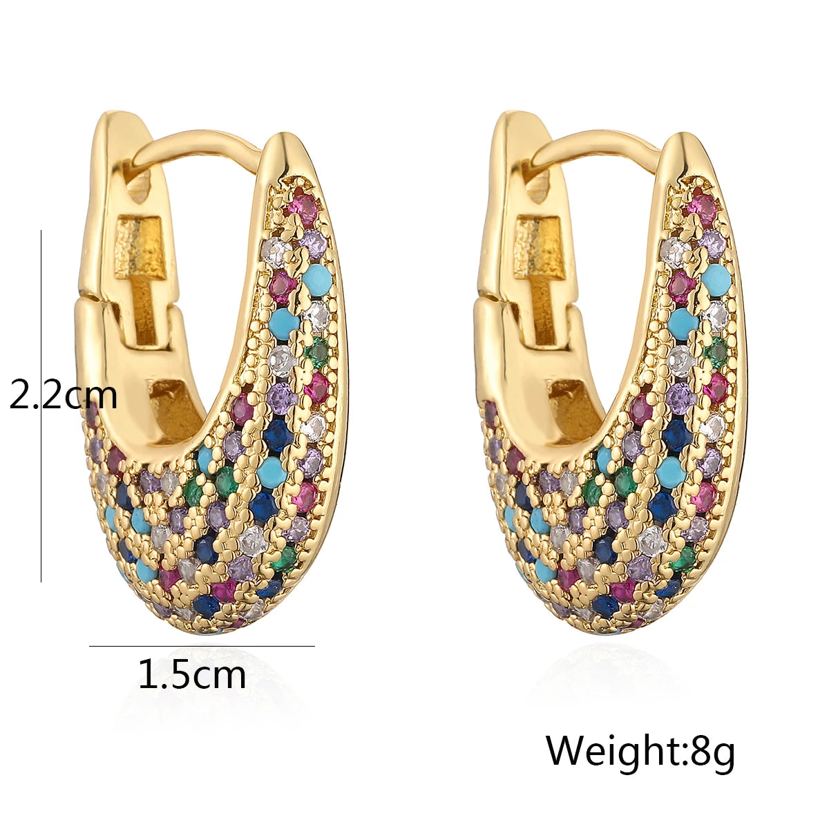 Brinco Cravejado com Zircônia Cristal ou Colorida - Lafemininy