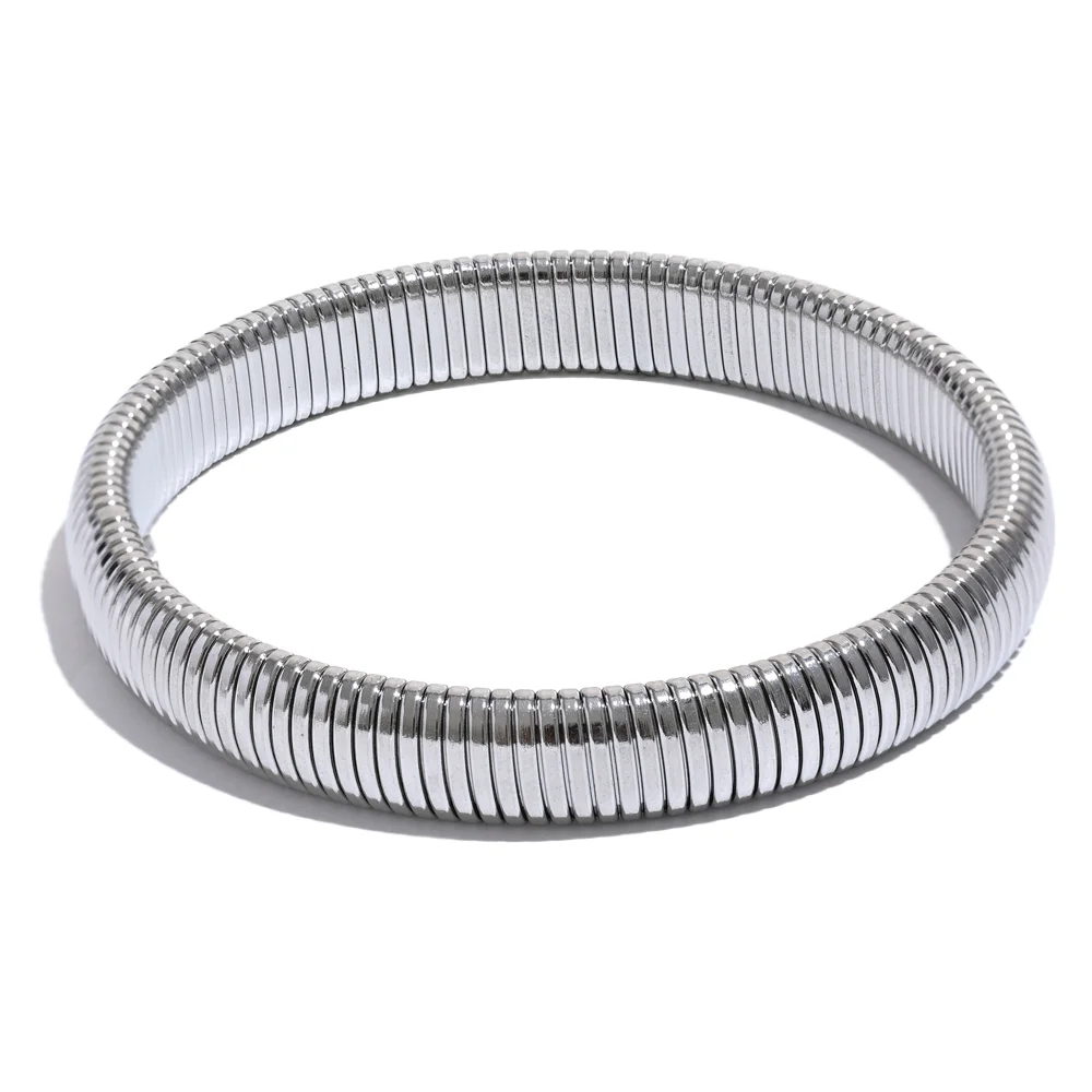 Yhpup pulseira de metal grosso elástica de aço inoxidável à prova d'água 18K banhada a ouro tendência moda unissex joias masculinas e femininas