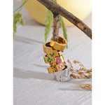 Yhpup requintado rosa verde branco zircônia cúbica aço inoxidável redondo chique brincos de argola feminino alta qualidade jóias à prova dwaterproof água