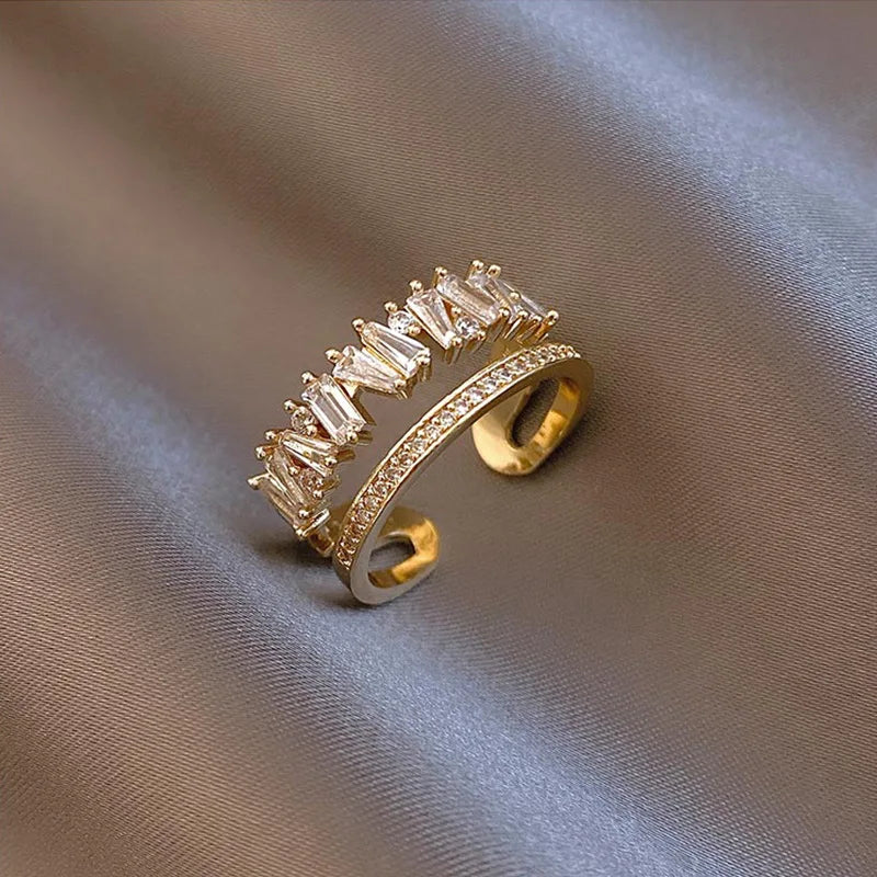 Anel Duplo com Strass - Lafemininy