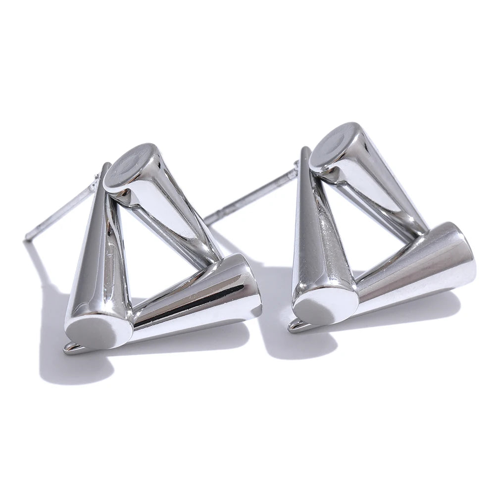 Yhpup 2024 aço inoxidável triângulo geometria incomum brincos à prova de ferrugem metal 18k pvd banhado na moda jóias diárias bijoux