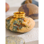 Yhpup 678 # Anel de metal de zircônia brilhante de aço inoxidável requintado 18K cor dourada PVD banhado joias versáteis de alta qualidade