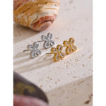 Yhpup brincos pequenos de flor de zircônia cúbica brilhante, à prova d'água, aço inoxidável, qualidade fundida, versátil, joias delicadas diárias