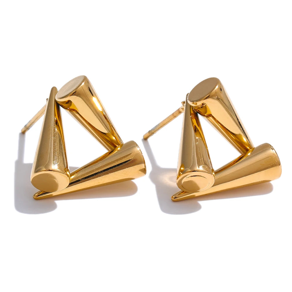 Yhpup 2024 aço inoxidável triângulo geometria incomum brincos à prova de ferrugem metal 18k pvd banhado na moda jóias diárias bijoux