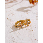 Yhpup brincos de argola cruzados de zircônia cúbica de alta qualidade, versátil, diário, aço inoxidável, joias, presente