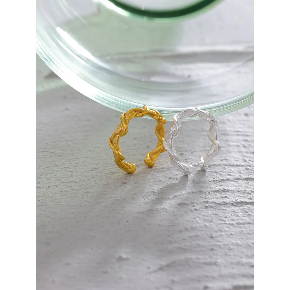 Yhpup prata esterlina torcida geométrica orelha ossos jóias para mulheres metal orelha-clipe manguito em brincos presente minimalista novo