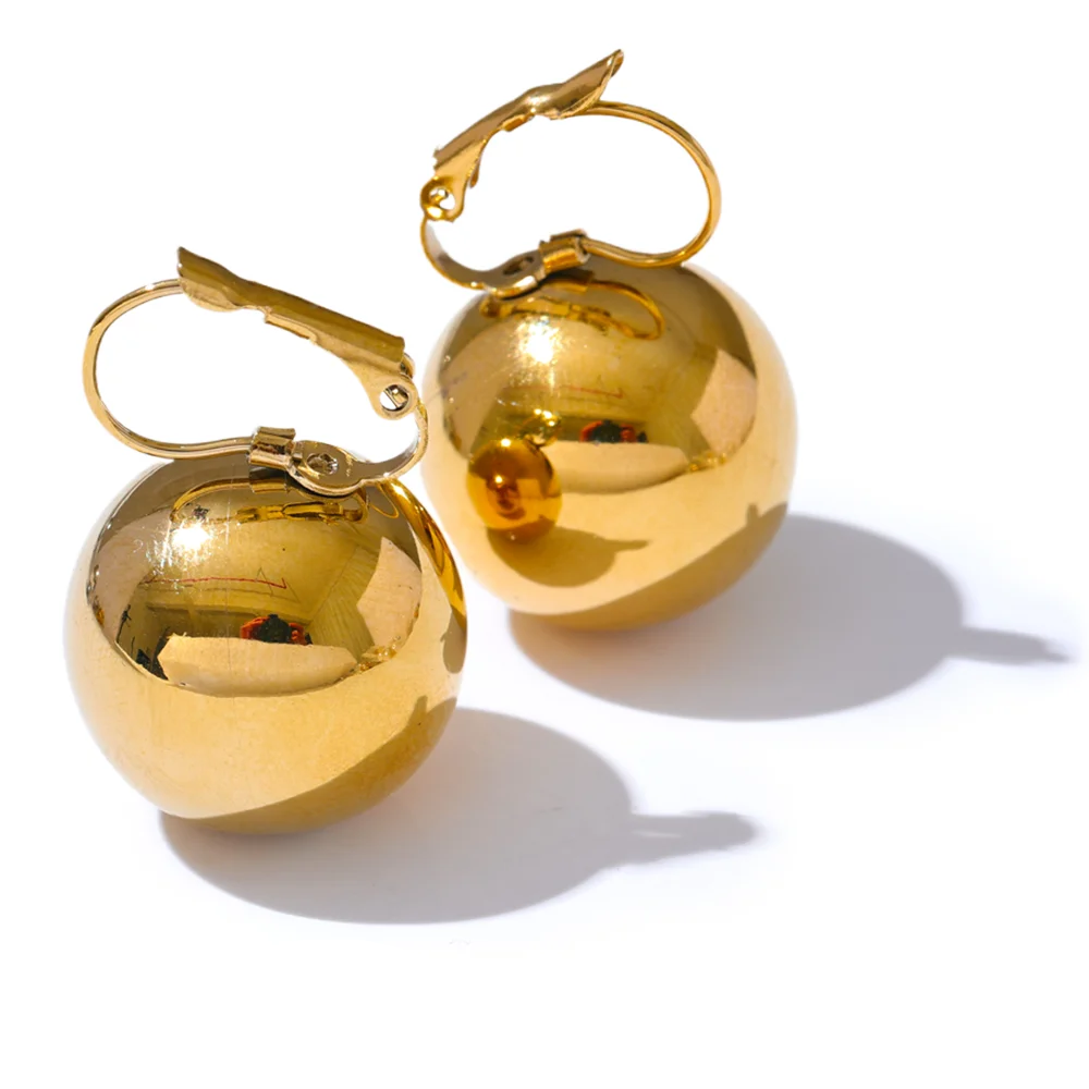 Yhpup 15-20mm suave aço inoxidável bola redonda diariamente grandes brincos de argola mancha menos charme de metal elegante joias à prova d'água bijuterias
