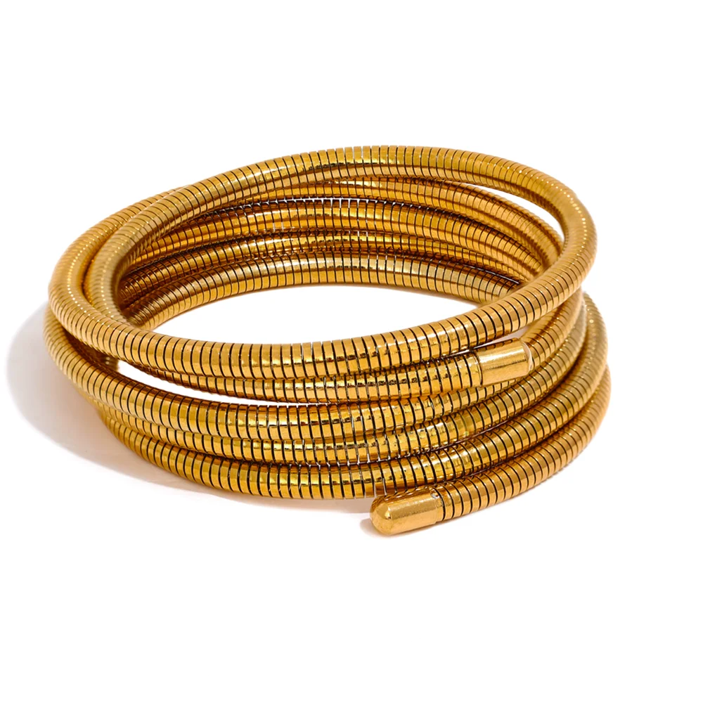 Pulseira Empilhável de Aço Inoxidável com Banho de Ouro - Lafemininy