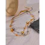 Yhpup colar de corrente de contas redondas de aço inoxidável de alta qualidade para mulheres 18K banhado a PVD joias elegantes à prova de ferrugem