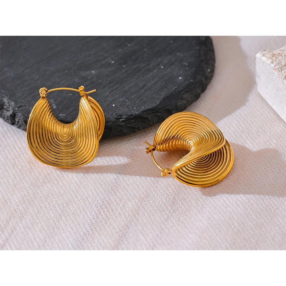 Yhpup elegante exclusivo de aço inoxidável geométrico declaração brincos à prova dwaterproof água criativo metal cor ouro temperamento jóias femininas