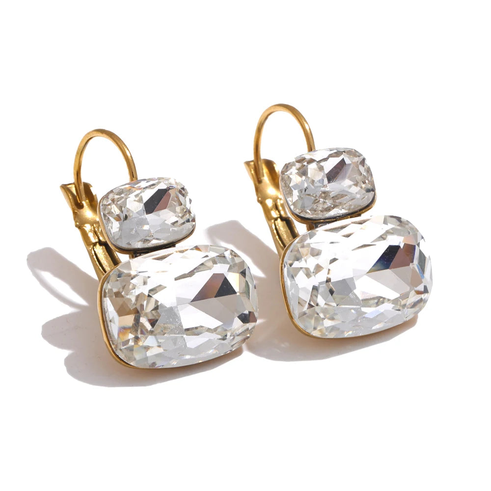 Yhpup moda cristal doce brincos aros franceses na moda branco verde rosa y2k joias de verão para mulheres 18k banhado a pvd