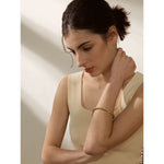 Yhpup pulseira redonda torcida de aço inoxidável à prova d'água, pulseira aberta para mulheres, textura de metal, joia de declaração, presente