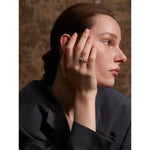 Yhpup delicado moda imitação de pérolas zircônia anel dourado ajustável para mulheres temperamento de aço inoxidável joia diária presente