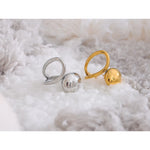 Yhpup criativo 316l aço inoxidável moda geométrica aberto anel ajustável 18k pvd banhado novo diário chique jóias de alta qualidade