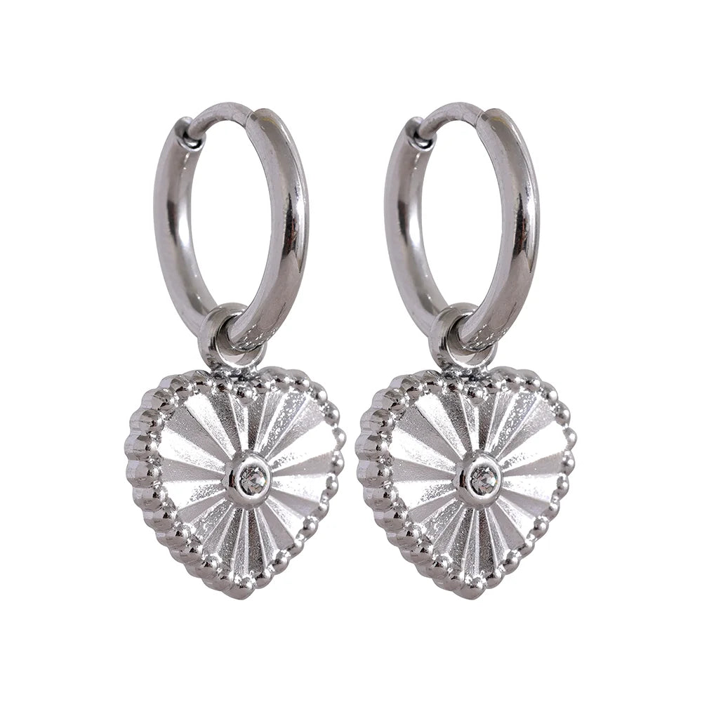 Yhpup moda coração gota 18k cor de ouro aço inoxidável à prova dwaterproof água huggie hoop brincos feminino encantos jóias diárias alta qualidade