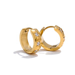Yhpup tamanho: 16*16mm zircônia estrela redonda brincos de argola diários para mulheres evitam alergias joias chiques de alta qualidade em aço inoxidável
