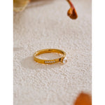 Yhpup 6789 # Moda de aço inoxidável bling zircônia cúbica cnc estilo casamento chique anel 18k cor ouro banhado dedo jóias presente