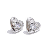 Yhpup zircônia cúbica coração amor diário à prova d'água brincos de aço inoxidável charme joias da moda presente de dia dos namorados