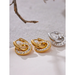 Yhpup alta qualidade 316l aço inoxidável redondo gota balançar brincos de argola delicado incrustado zircão moda jóias diárias para mulher