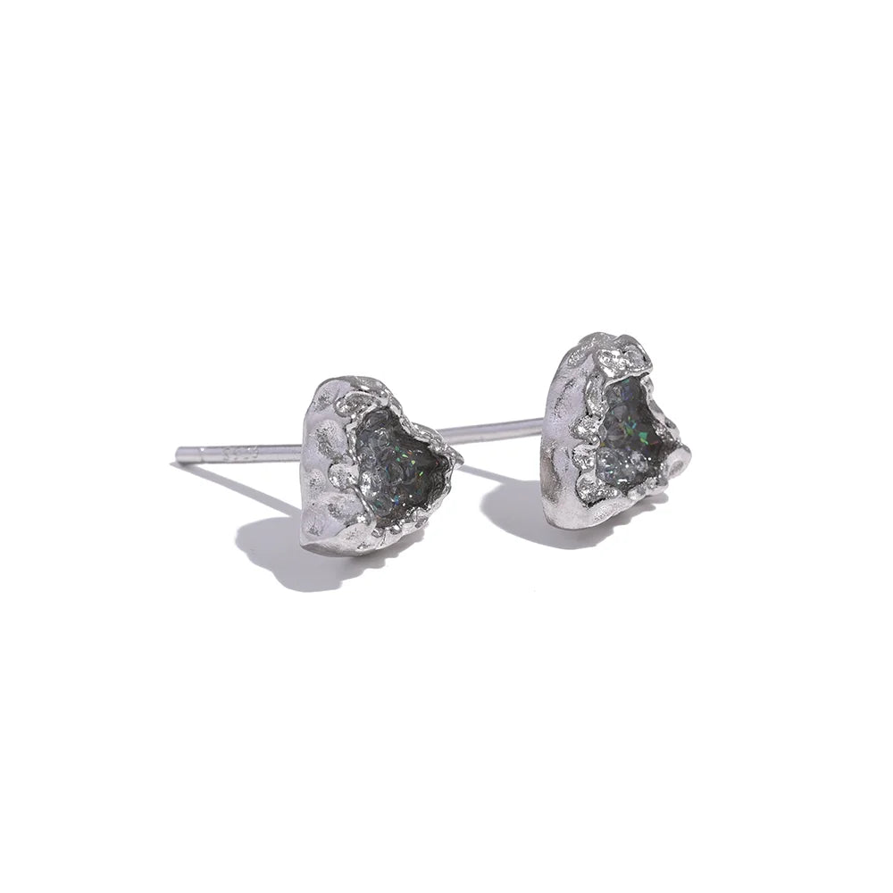 Yhpup requintado coração esmalte chique brincos para mulheres s925 prata esterlina luxo charme jóias finas bijoux presente