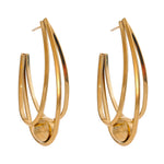 Yhpup Brincos Huggie geométricos de aço inoxidável banhados a ouro e platina PVD à prova de ferrugem pingente de metal joia de declaração diária presente