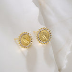 Brinco Clássico Virgem Maria Cravejado com Zircônia - Lafemininy