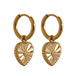 Yhpup moda coração gota 18k cor de ouro aço inoxidável à prova dwaterproof água huggie hoop brincos feminino encantos jóias diárias alta qualidade