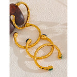 Yhpup 62mm de alta qualidade aço inoxidável multicolorido pedra natural manguito dourado aberto pulseira resistente à água jóias 2024