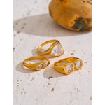 Yhpup tamanho 678 aaa brilhante zircônia cúbica anel de dedo geométrico de alta qualidade aço inoxidável 18k banhado a ouro joias à prova de ferrugem