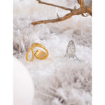 Yhpup criativo 316l aço inoxidável moda geométrica aberto anel ajustável 18k pvd banhado novo diário chique jóias de alta qualidade