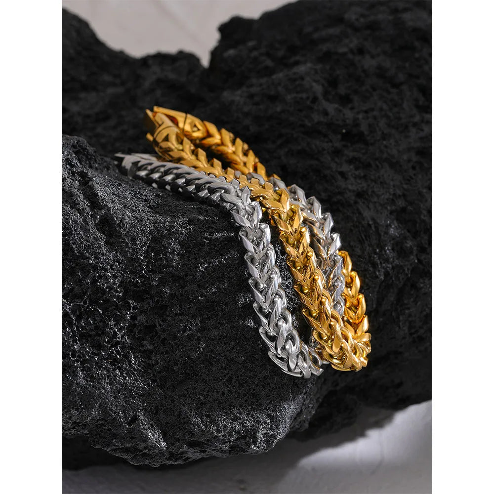 Yhpup tamanho 235*8mm de alta qualidade aço inoxidável redondo cubana corrente pulseira masculina moda grossa texturizada jóias à prova ferrugem