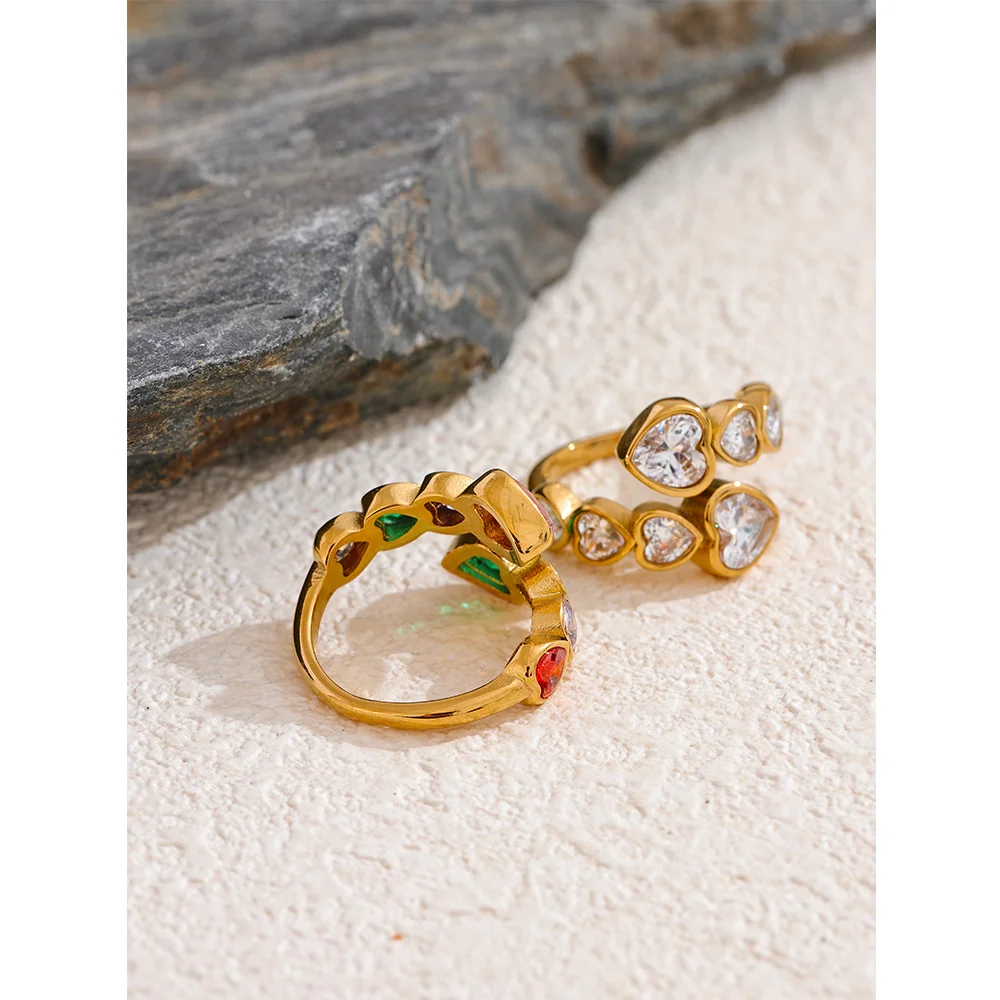 Anel Dourado, Anel de Luxo, Anel ouro, Anel com pedra, Anel regulável, Anel Luxuoso, Anel Coração