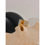 Yhpup Anel de declaração de cor dupla larga de metal de aço inoxidável para mulheres 18K banhado a PVD presente de joia de temperamento personalizado