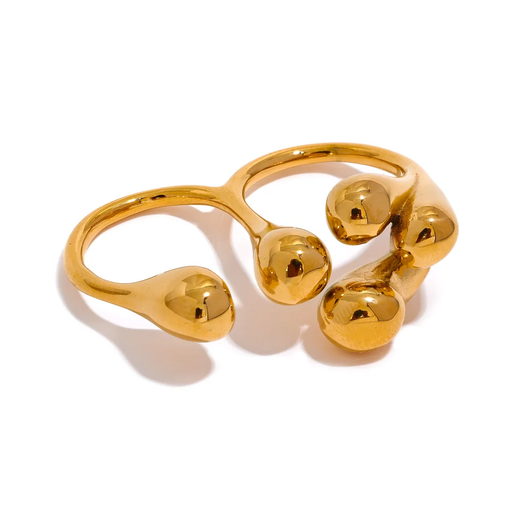 Yhpup Anel de moda individualista criativo de aço inoxidável à prova d'água ouro prata cor textura joias para presente feminino