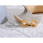 Yhpup novo aço inoxidável geométrico redondo irregular brincos moda zircônia cúbica metal temperamento jóias para mulher