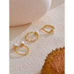 Yhpup 6789 # Anel ajustável de pérola natural de alta qualidade, moda requintada, banhado a ouro 18k, aço inoxidável, joia exclusiva, presente