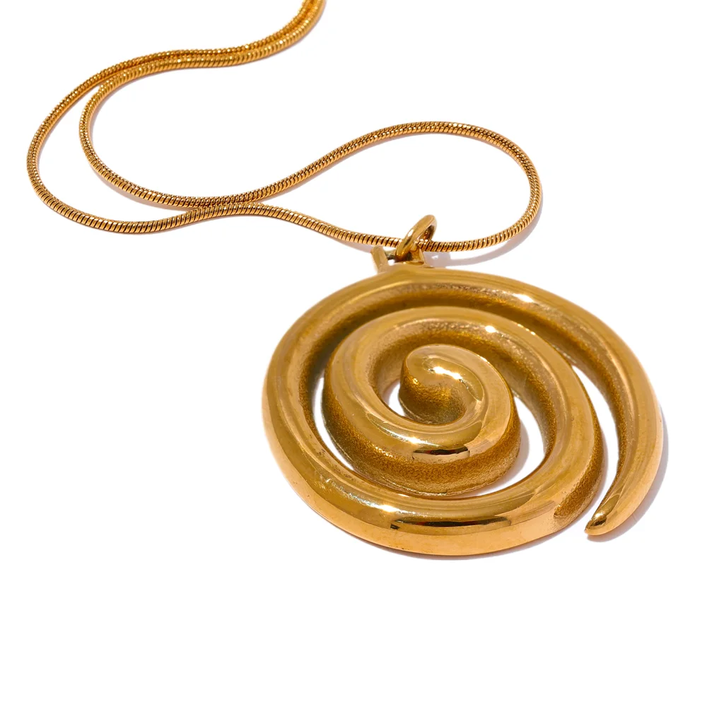 Yhpup na moda aço inoxidável círculo redondo pingente colar 18k pvd banhado à prova dwaterproof água declaração pescoço jóias bijoux femme novo