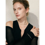 Yhpup luxo brilhante zircônia cúbica corrente colar delicado aço inoxidável de alta qualidade premium jóias acessórios