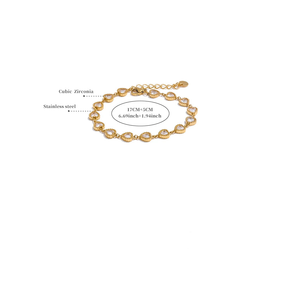 Pulseira Coração Zircônia Cubic Luxo à Prova d'Água
