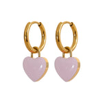 Yhpup-Brincos de argola feminina com esmalte de coração, charme impermeável fofo na moda, joias coloridas de verão, presente de gala, aço inoxidável