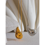 Yhpup popular incrustado zircônia cúbica gota de água pingente colar de aço inoxidável requintado estilo quente colar jóias presente