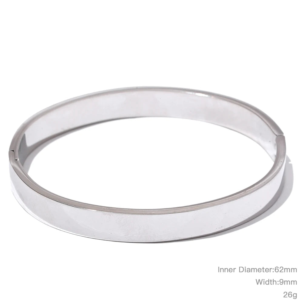 Yhpup pulseira larga redonda de aço inoxidável de alta qualidade, textura da moda, cor dourada e prateada, à prova d'água, joia, presente