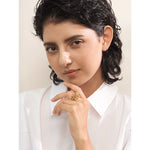 Yhpup anel de contas redondas em camadas de metal de aço inoxidável de alta qualidade 18K banhado a ouro PVD textura acessórios de joias personalizados